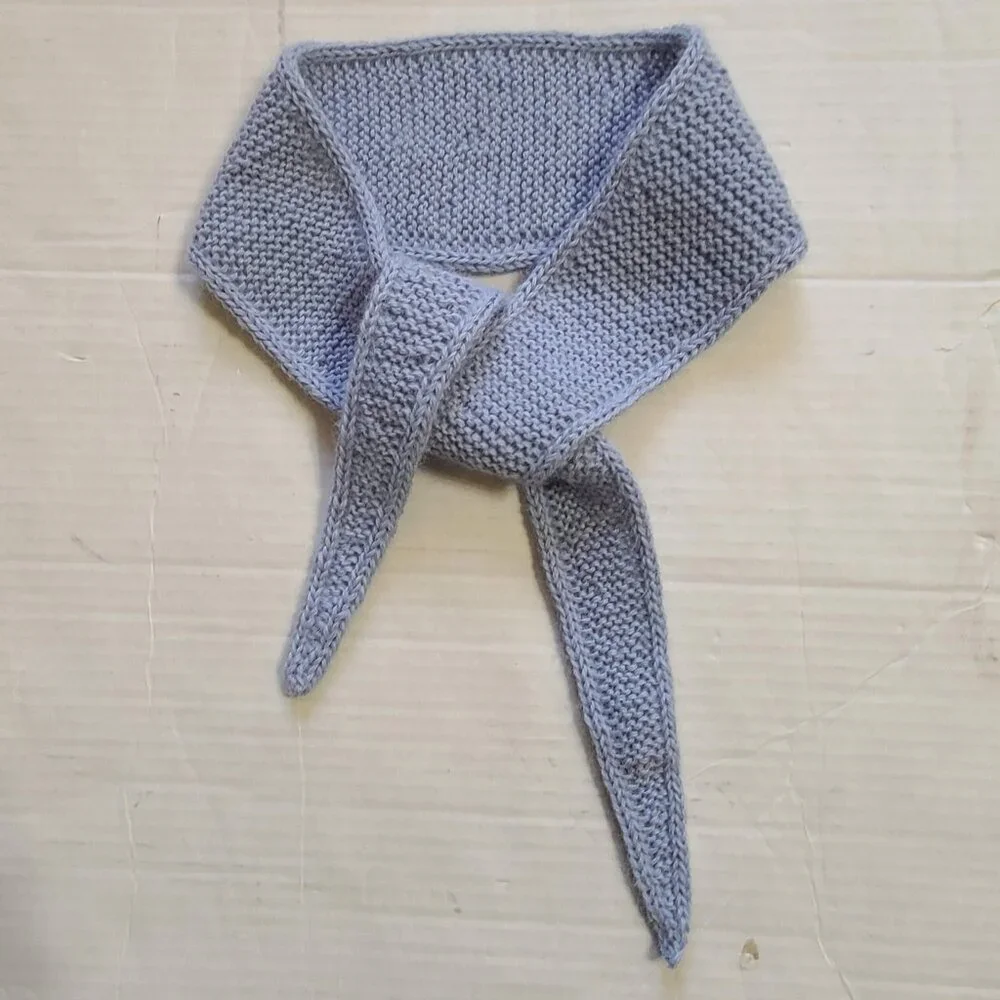 Sophie Scarf Handmade Blue Knit 100% Alpaca Scarf French Style Mini Wrap